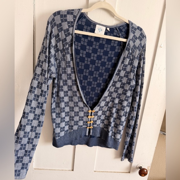 Anthropologie Sweaters - Anthropologie Blue Checkered Cardigan